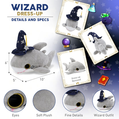 BIG EYE 6" PLUSH - SHARK WITH WIZARD DRESS UP