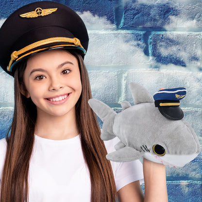 BIG EYE 6" PLUSH - SHARK WITH PILOT DRESS UP