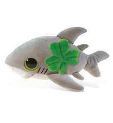 DolliBu Big Eye Great White Shark Stuffed Toy with Green Plush Shamrock 10 Inch