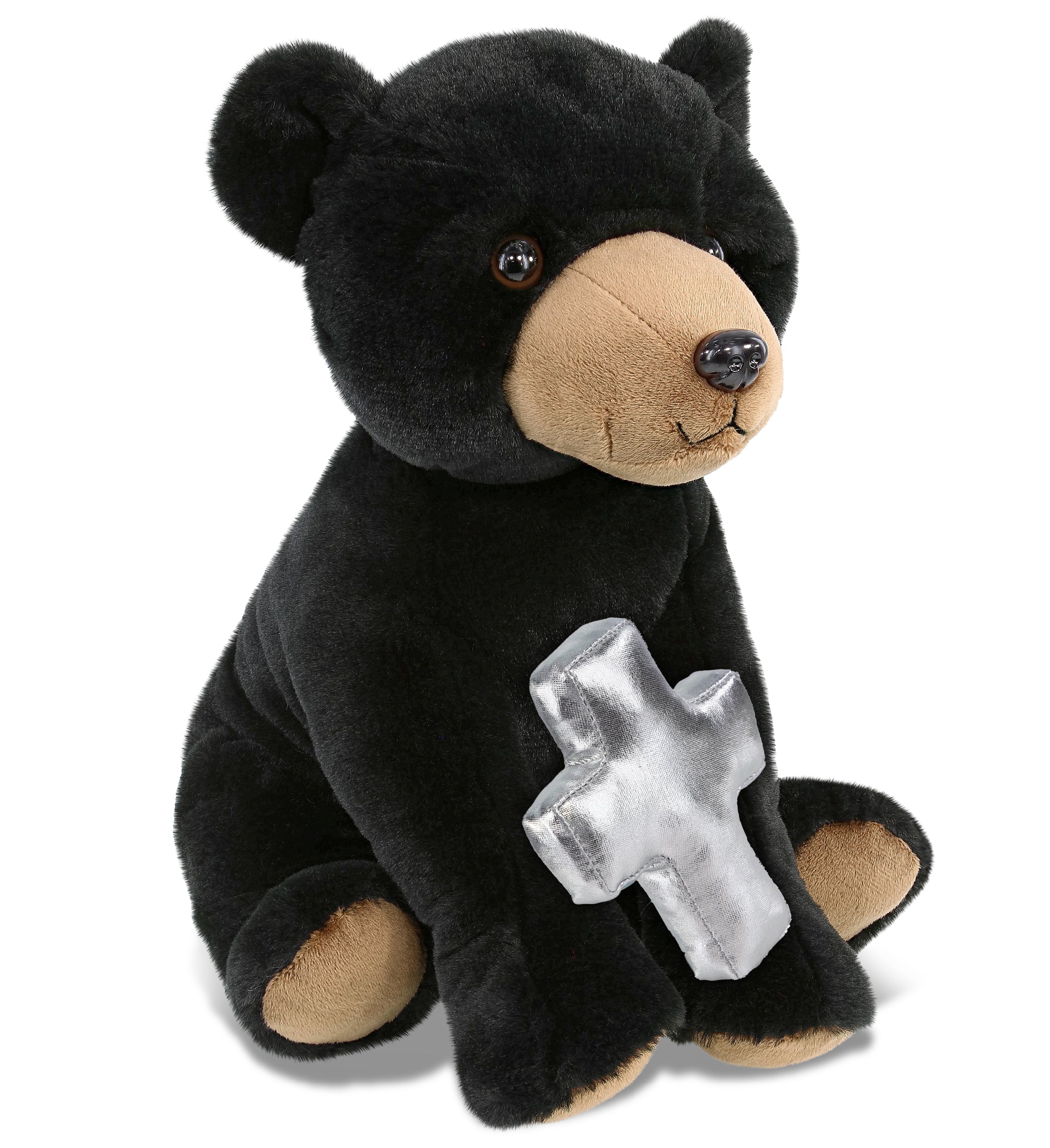 PLUSH CROSS - SUPER-SOFT PLUSH - LARGE FLOPPY BLACK BEAR 12"