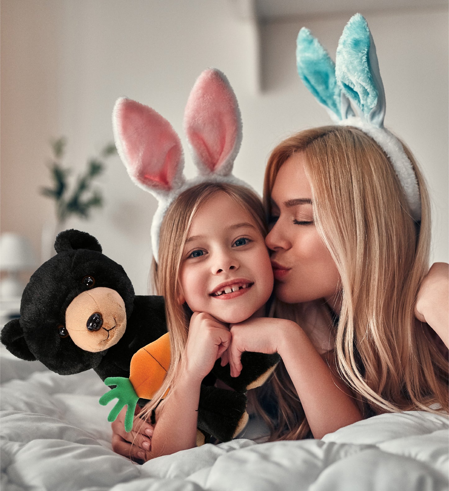 DolliBu Happy Easter Soft Plush Large Floppy Black Bear with Carrot - 8.5 Inch