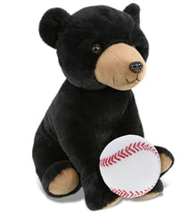 SUPER-SOFT PLUSH - LARGE FLOPPY BLACK BEAR 12" WITH BASEBALL PLUSH