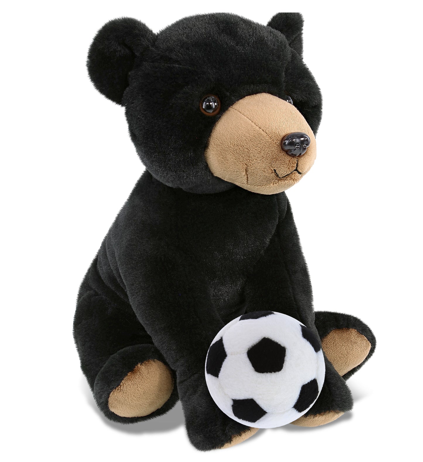 SUPER-SOFT PLUSH - LARGE FLOPPY BLACK BEAR 12" WITH SOCCER PLUSH