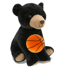SUPER-SOFT PLUSH - LARGE FLOPPY BLACK BEAR 12" WITH BASKETBALL PLUSH