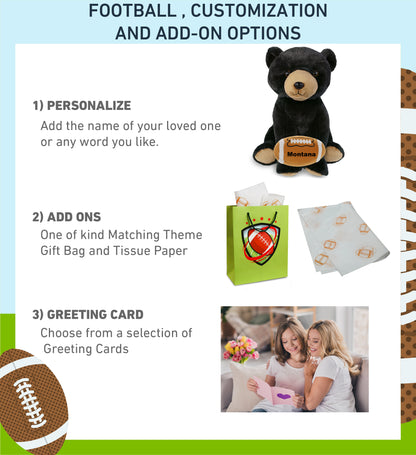 SUPER-SOFT PLUSH - LARGE FLOPPY BLACK BEAR 12" WITH FOOTBALL PLUSH