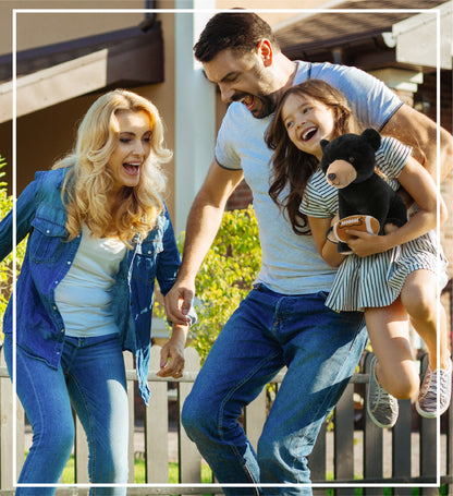 SUPER-SOFT PLUSH - LARGE FLOPPY BLACK BEAR 12" WITH FOOTBALL PLUSH