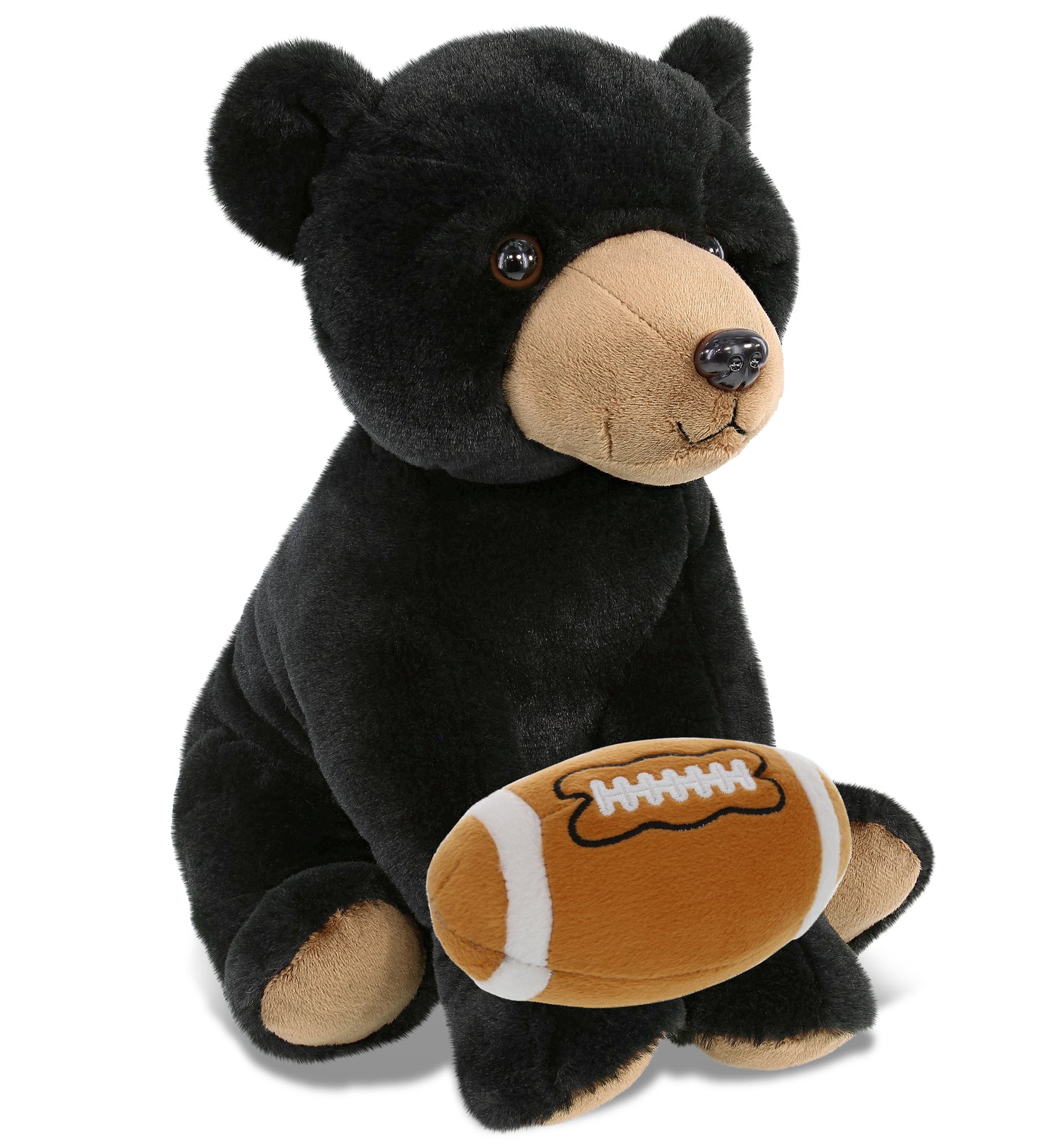 SUPER-SOFT PLUSH - LARGE FLOPPY BLACK BEAR 12" WITH FOOTBALL PLUSH