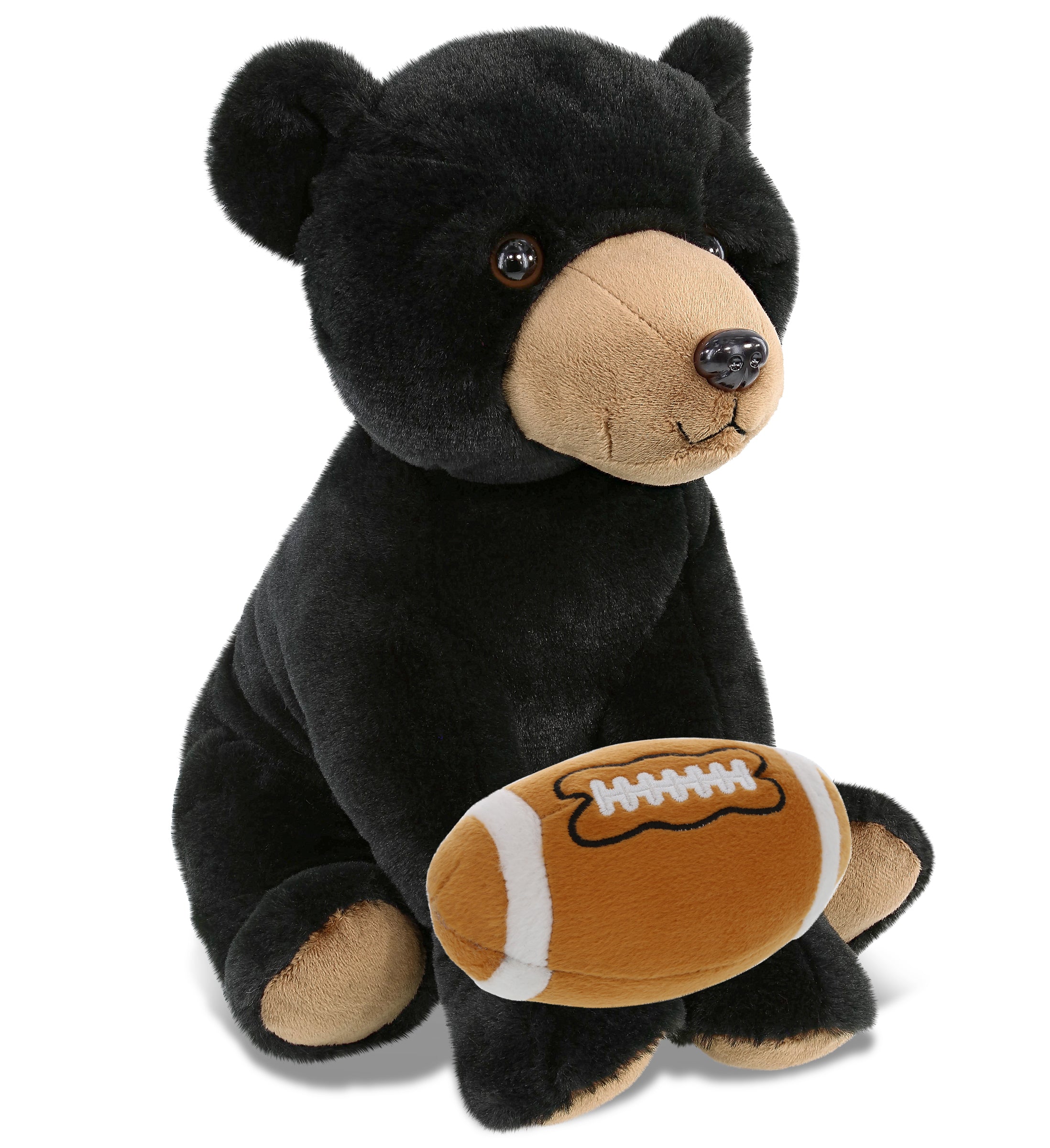 SUPER-SOFT PLUSH - LARGE FLOPPY BLACK BEAR 12" WITH FOOTBALL PLUSH
