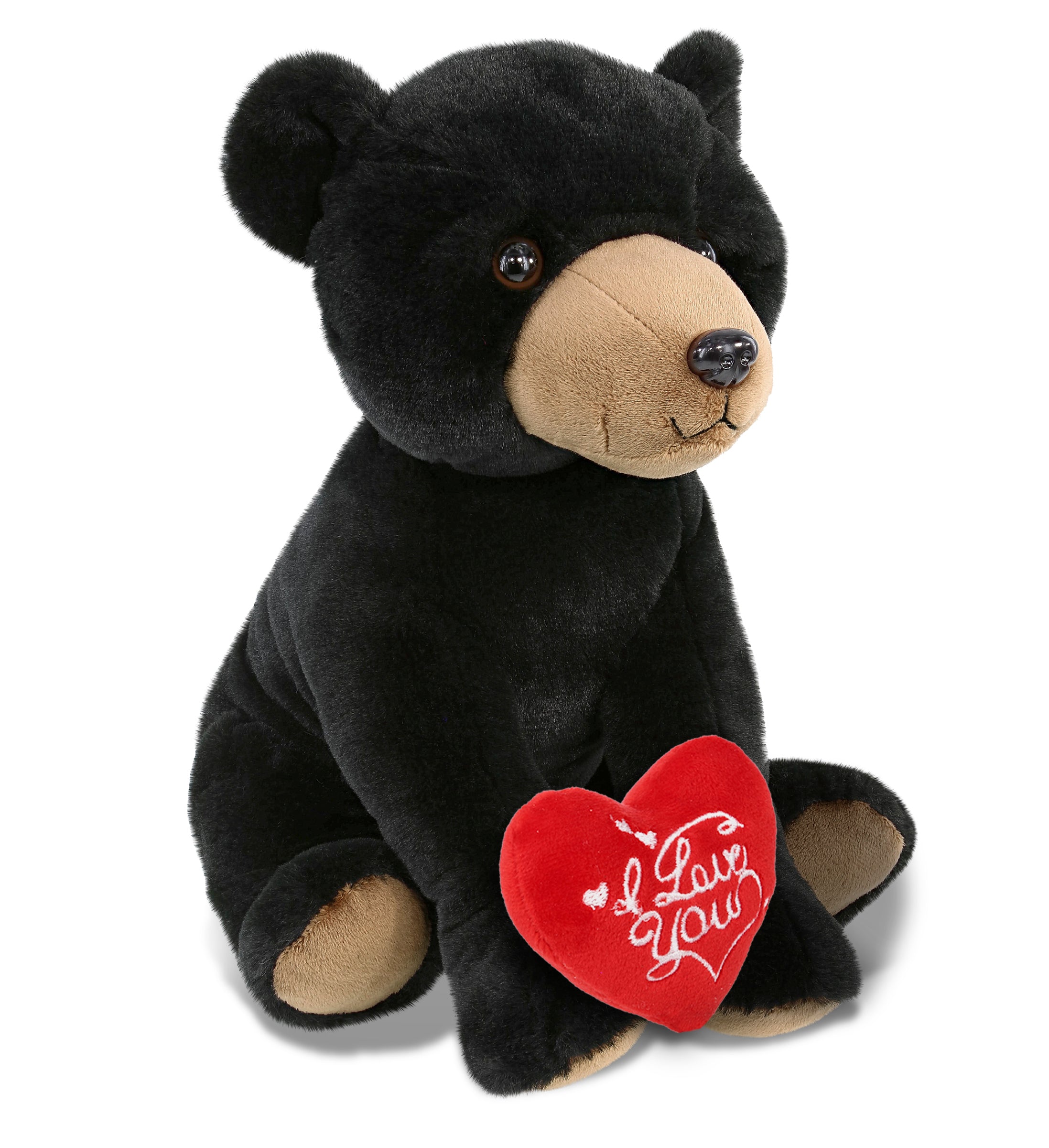 PLUSH I LOVE YOU RED HEART - SUPER-SOFT PLUSH - LARGE FLOPPY BLACK BEAR 12"