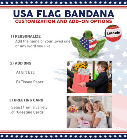 BIG EYE 6" PLUSH - SEA TURTLE WITH USA FLAG BANDANA