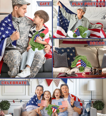 BIG EYE 6" PLUSH - SEA TURTLE WITH USA FLAG BANDANA