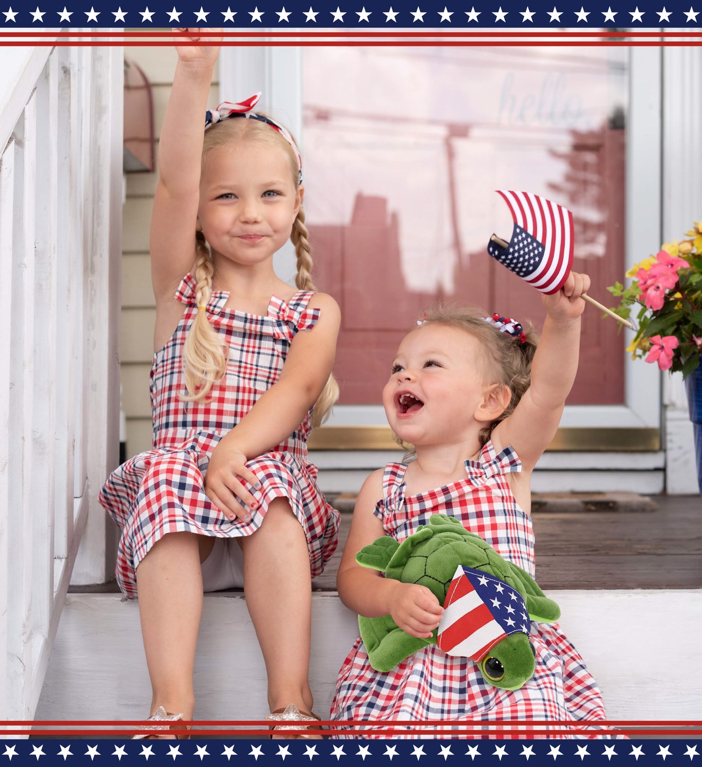 BIG EYE 6" PLUSH - SEA TURTLE WITH USA FLAG BANDANA