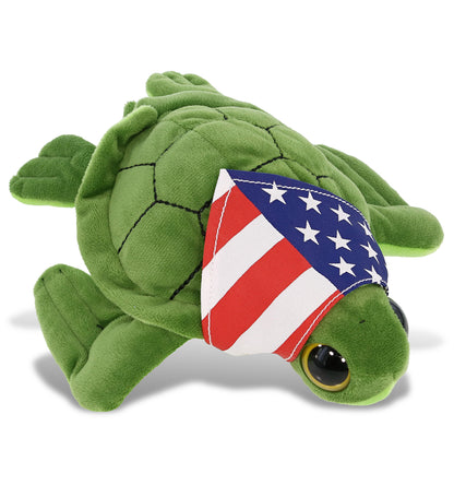 BIG EYE 6" PLUSH - SEA TURTLE WITH USA FLAG BANDANA