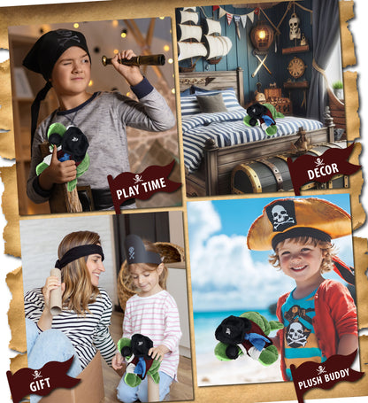 BIG EYE 6" PLUSH - SEA TURTLE WITH PIRATE DRESS UP