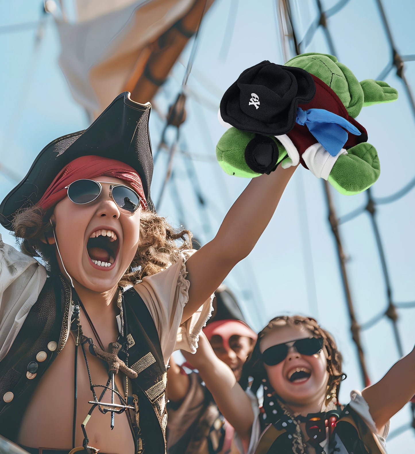 BIG EYE 6" PLUSH - SEA TURTLE WITH PIRATE DRESS UP