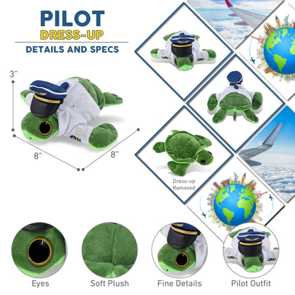BIG EYE 6" PLUSH - SEA TURTLE WITH PILOT DRESS UP