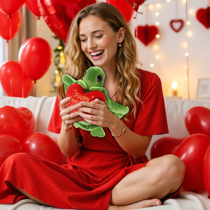 BIG EYE 6" PLUSH - SEA TURTLE WITH HAPPY ANNIVERSARY HEART