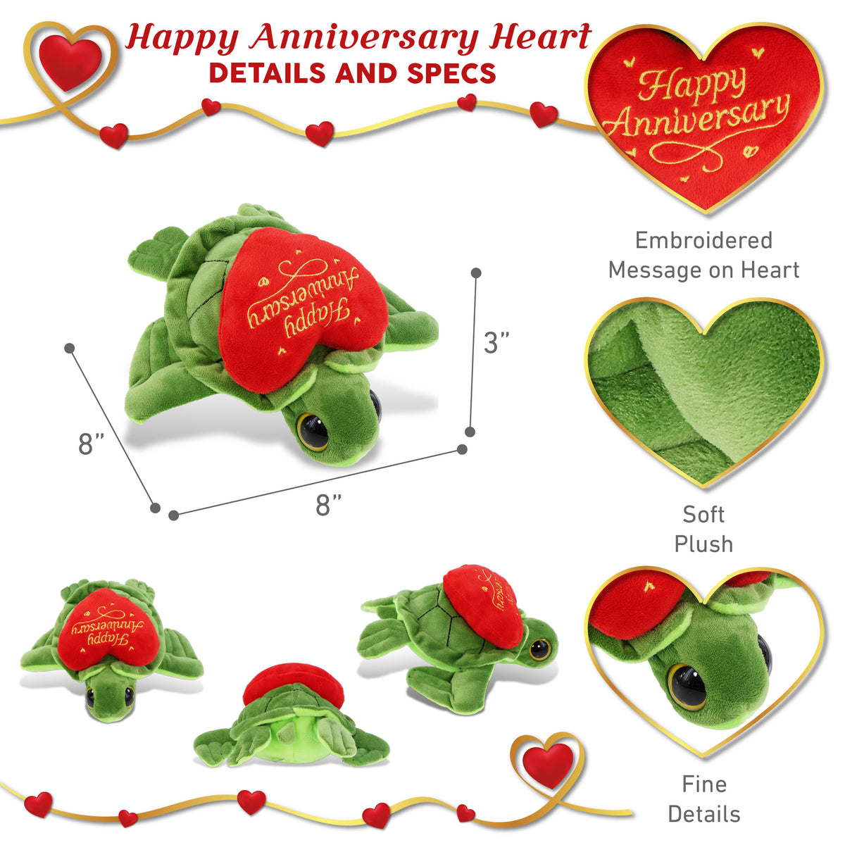 BIG EYE 6" PLUSH - SEA TURTLE WITH HAPPY ANNIVERSARY HEART