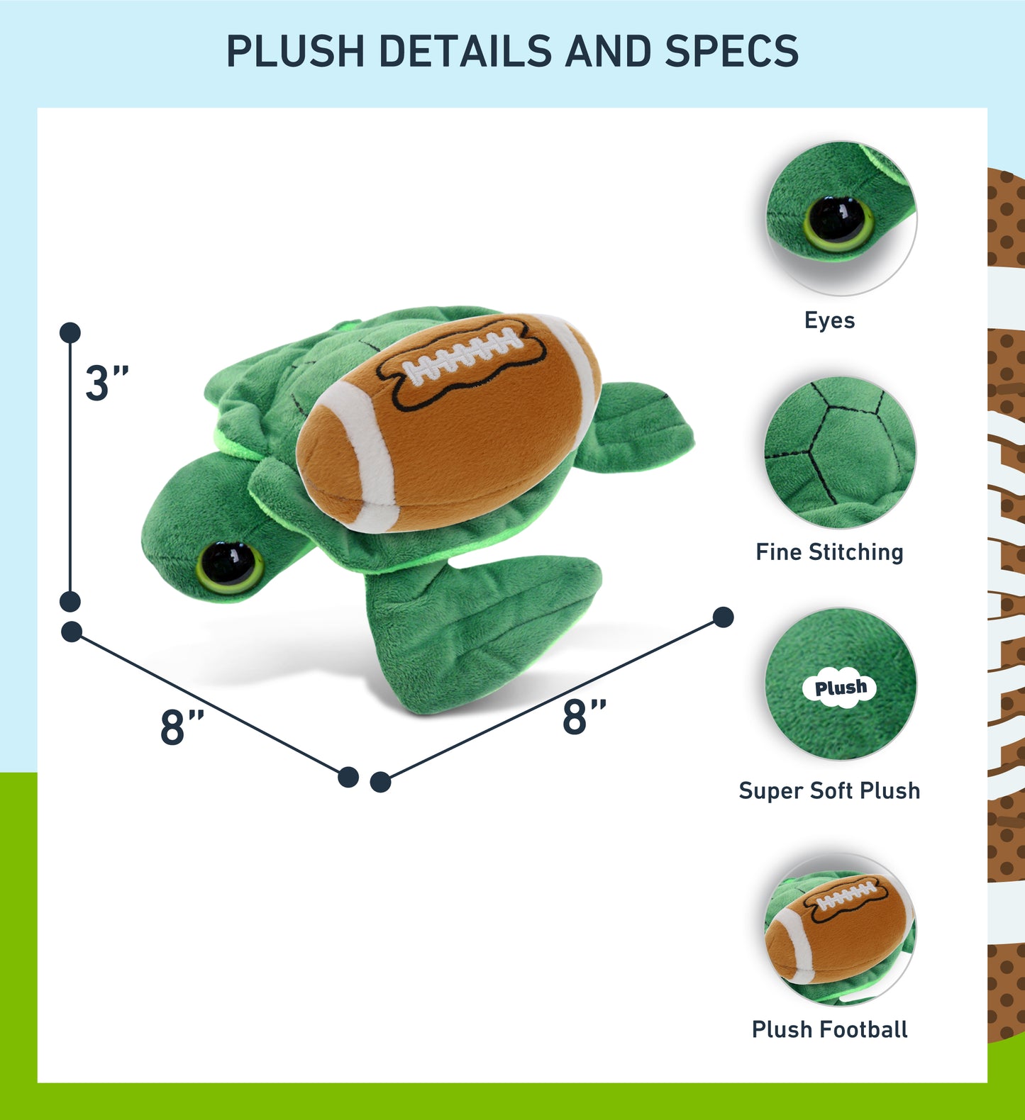 BIG EYE 6' PLUSH - SEA TURTLE With Football Plush