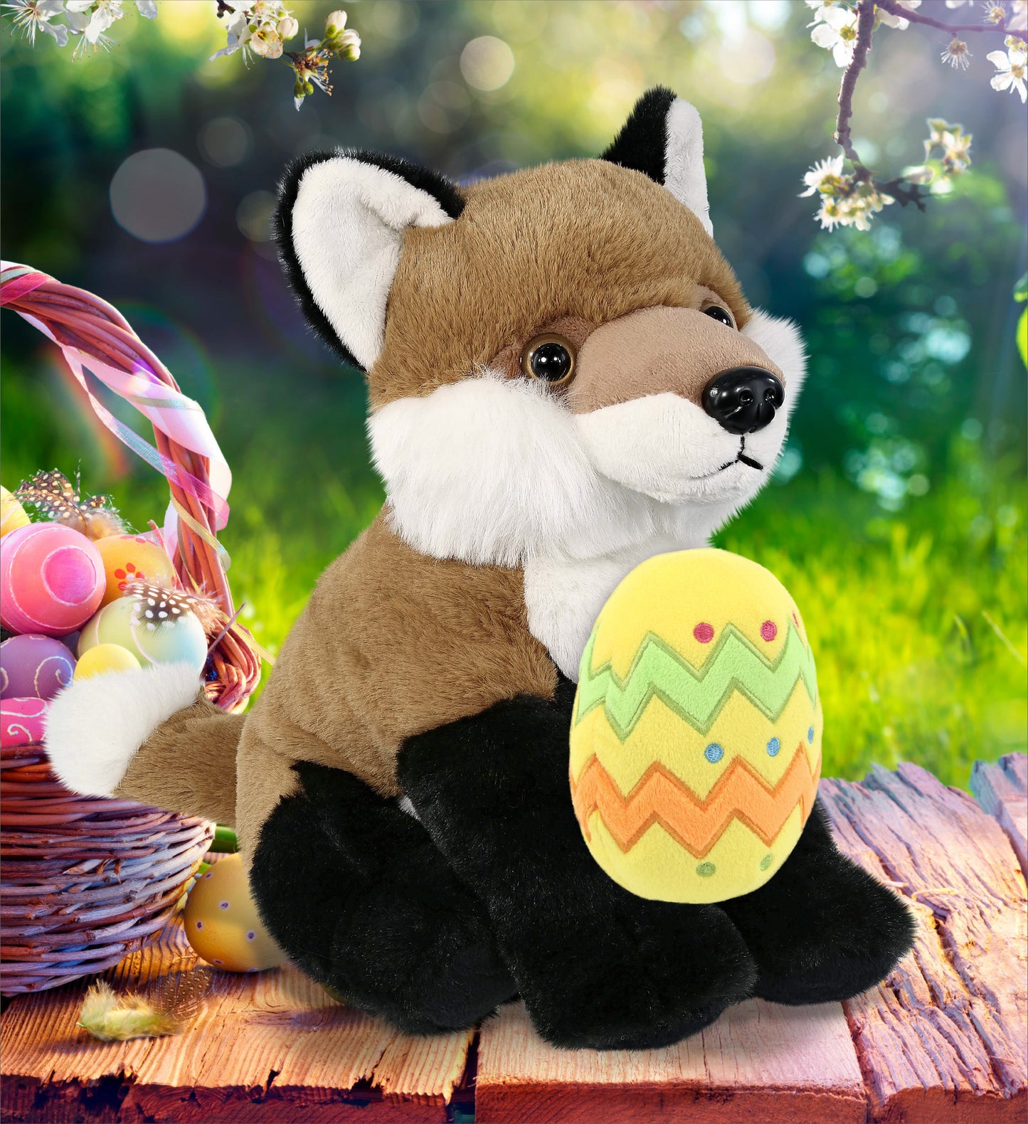 DolliBu Super Soft Floppy Fox with Yellow Easter Egg Plush Toy - 9 Inches