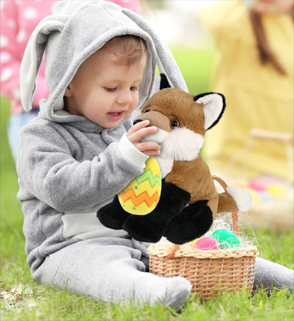 DolliBu Super Soft Floppy Fox with Yellow Easter Egg Plush Toy - 9 Inches