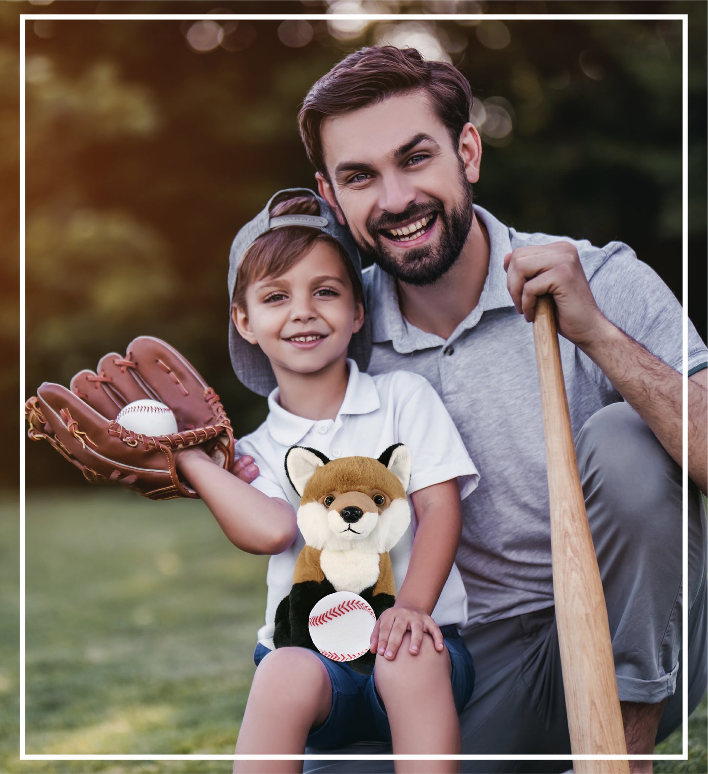 SUPER-SOFT PLUSH - FLOPPY FOX 9" WITH BASEBALL PLUSH