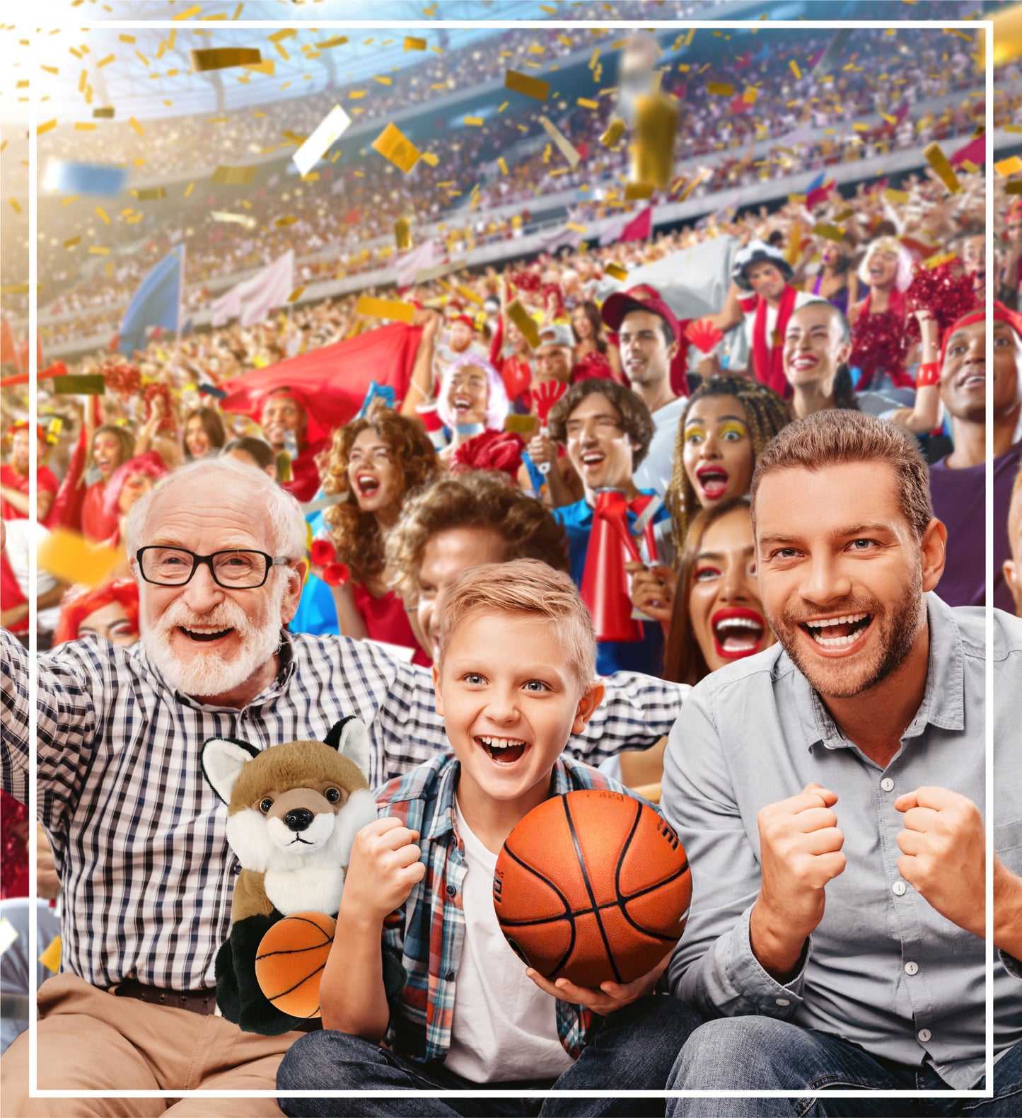 SUPER-SOFT PLUSH - FLOPPY FOX 9" WITH BASKETBALL PLUSH