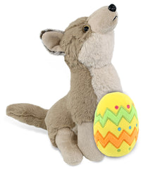 DolliBu Super Soft Howling Wolf with Yellow Easter Egg Plush Toy - 8.5 Inches