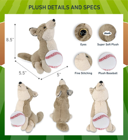 SUPER-SOFT PLUSH - HOWLING WOLF 8.5" WITH BASEBALL PLUSH