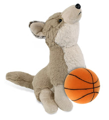 SUPER-SOFT PLUSH - HOWLING WOLF 8.5" WITH BASKETBALL PLUSH