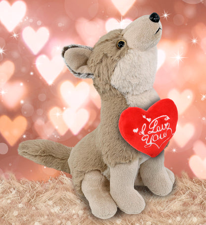 PLUSH I LOVE YOU RED HEART - SUPER-SOFT PLUSH - HOWLING WOLF 8.5"