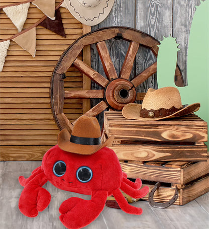 BIG EYE 6" PLUSH - RED CRAB COWBOY DRESS UP