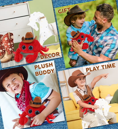 BIG EYE 6" PLUSH - RED CRAB COWBOY DRESS UP