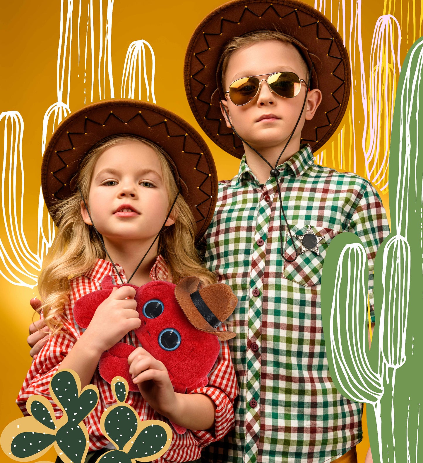 BIG EYE 6" PLUSH - RED CRAB COWBOY DRESS UP