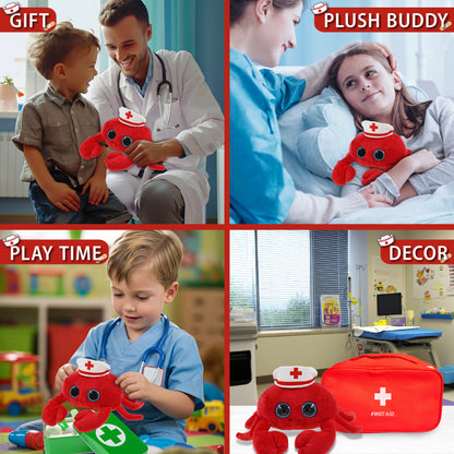 BIG EYE 6" PLUSH - RED CRAB With NURSE Dress-Up
