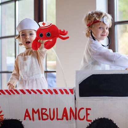 BIG EYE 6" PLUSH - RED CRAB With NURSE Dress-Up
