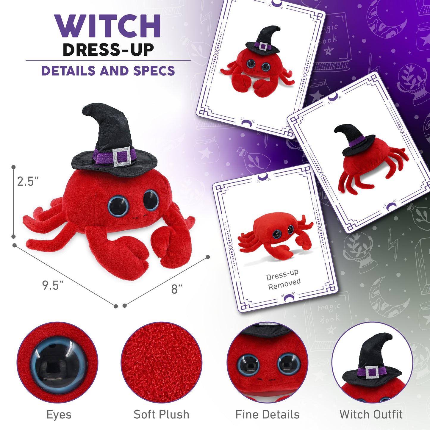BIG EYE 6" PLUSH - RED CRAB WITCH