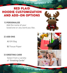 SPARKLE EYES PLUSH - SMALL MOOSE WITH RED PLAID HOODIE