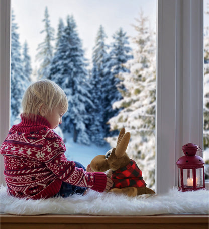 SPARKLE EYES PLUSH - SMALL MOOSE WITH RED PLAID HOODIE
