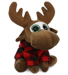 SPARKLE EYES PLUSH - SMALL MOOSE WITH RED PLAID HOODIE