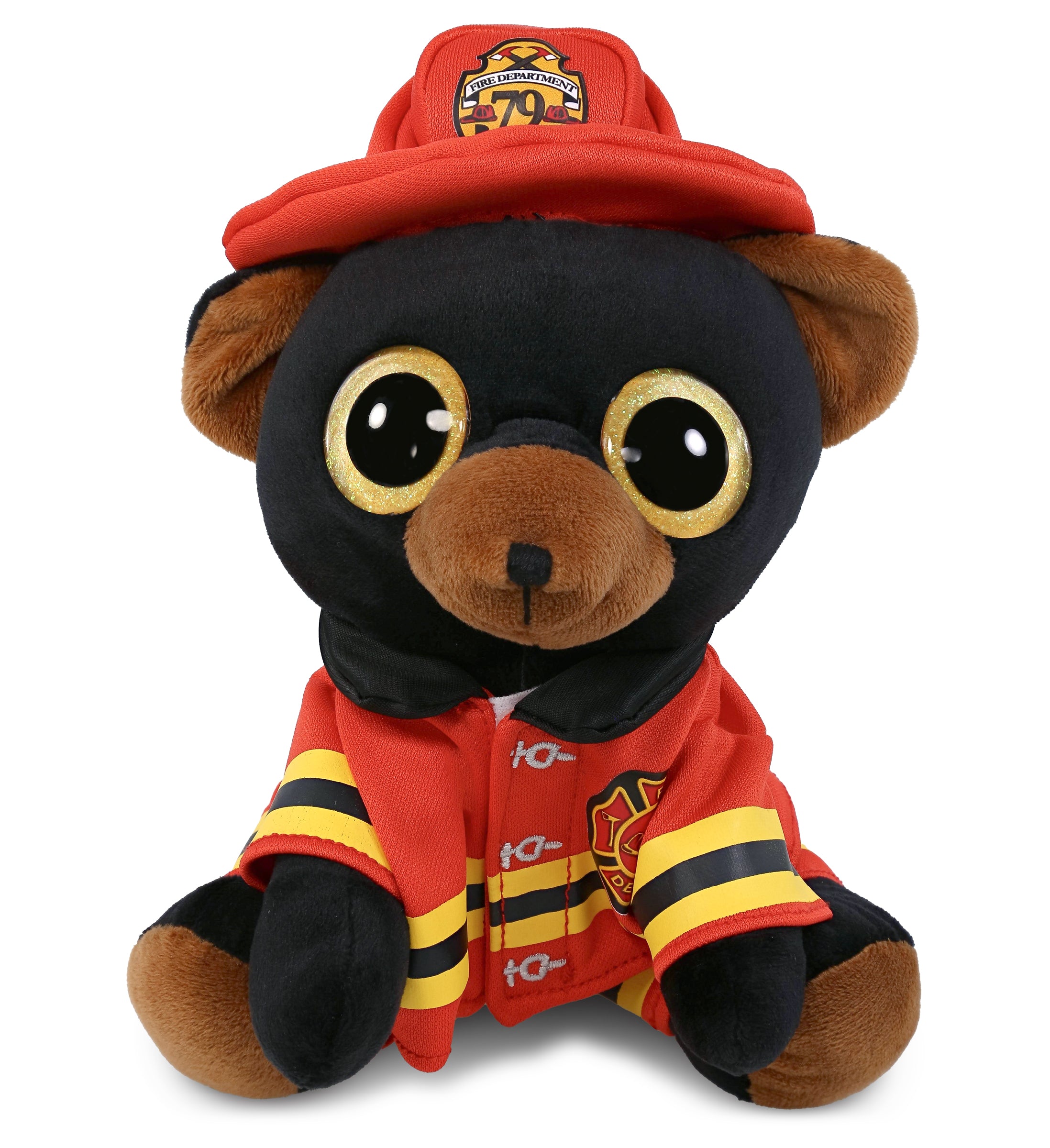 PLUSH FIREMAN - SPARKLE EYES PLUSH - LARGE BLACK BEAR
