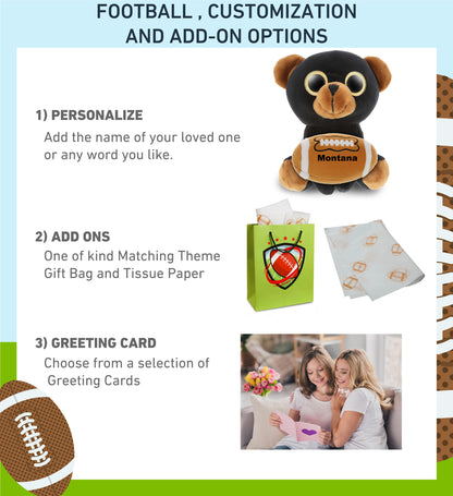 SPARKLE EYES PLUSH - LARGE BLACK BEAR With Football Plush