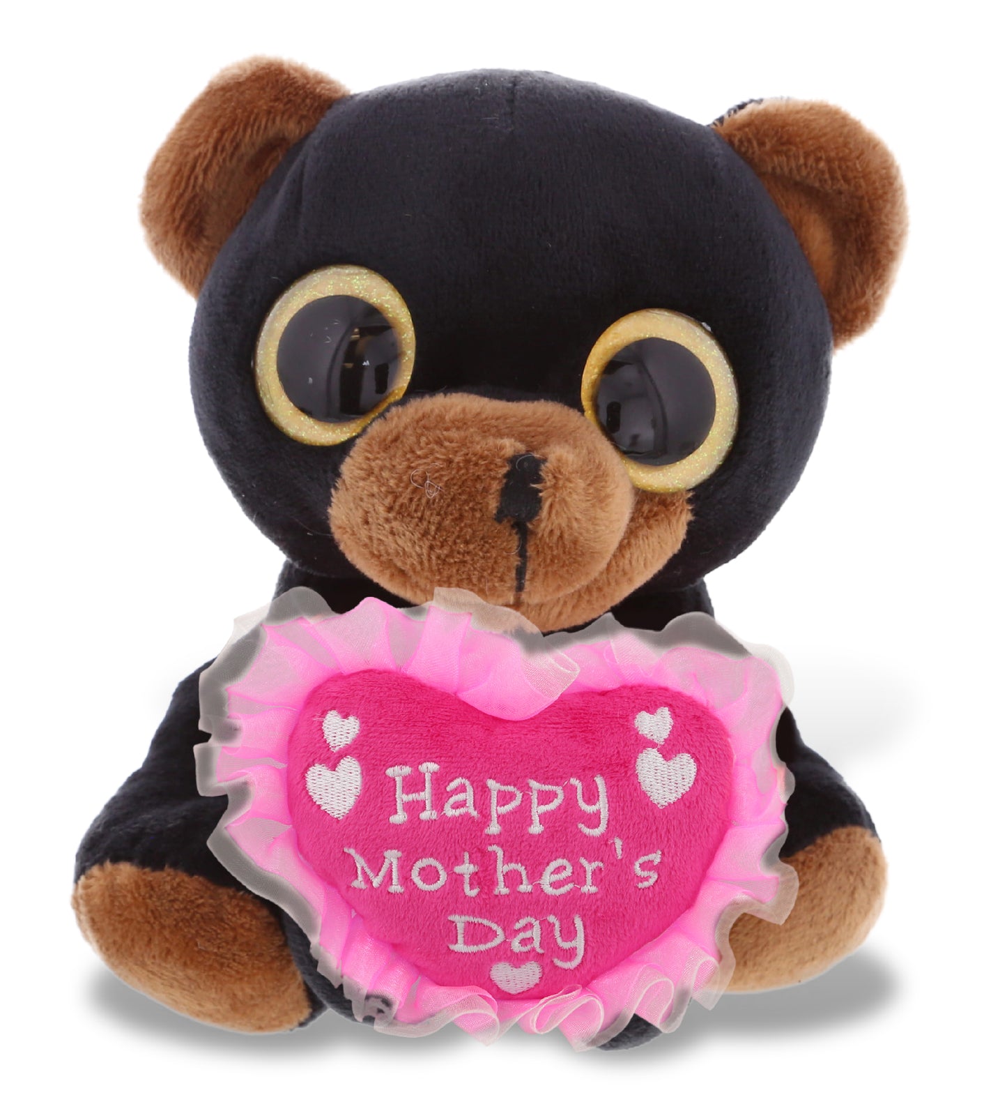 PLUSH MOTHERS DAY HEART - SPARKLE EYES PLUSH - LARGE BLACK BEAR