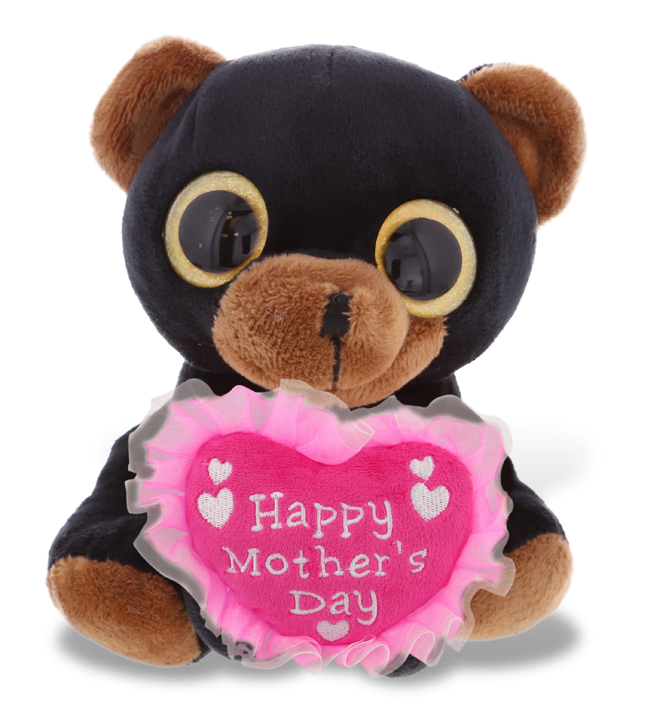 PLUSH MOTHERS DAY HEART - SPARKLE EYES PLUSH - LARGE BLACK BEAR