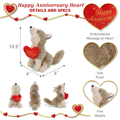 SUPER-SOFT PLUSH - HOWLING WOLF 10.5" WITH HAPPY ANNIVERSARY HEART