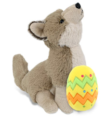 DolliBu Super Soft Howling Wolf with Yellow Easter Egg Plush Toy - 10.5 Inches
