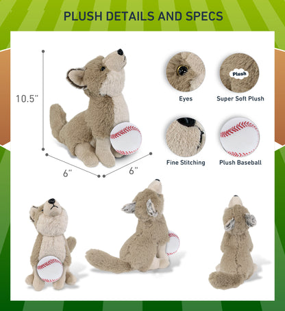 SUPER-SOFT PLUSH - HOWLING WOLF 10.5" WITH BASEBALL PLUSH