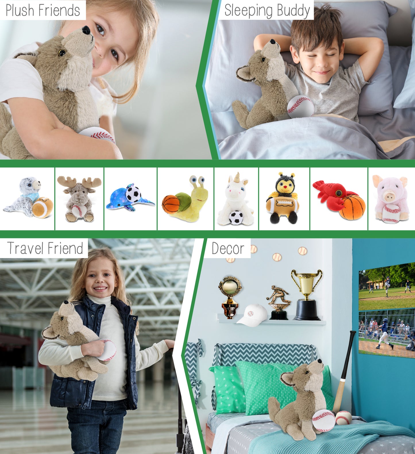 SUPER-SOFT PLUSH - HOWLING WOLF 10.5" WITH BASEBALL PLUSH