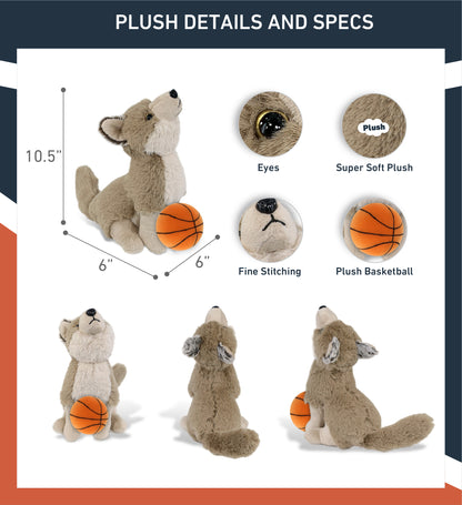 SUPER-SOFT PLUSH - HOWLING WOLF 10.5" WITH BASKETBALL PLUSH