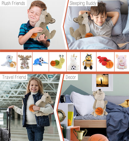 SUPER-SOFT PLUSH - HOWLING WOLF 10.5" WITH BASKETBALL PLUSH